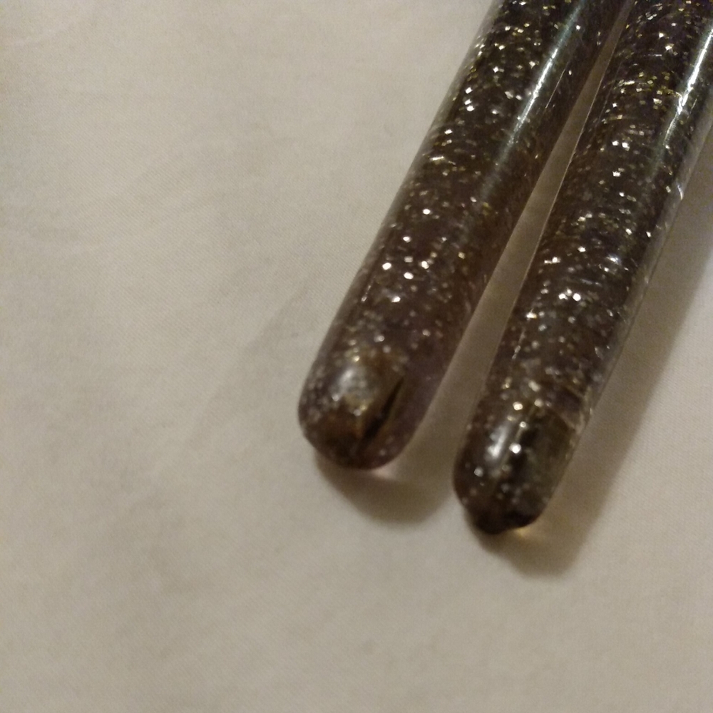 Vtg Mid-Century Acrylic Lucite Faux Candle Pair Set Glitter Flecked Silver MCM - Picture 10 of 11